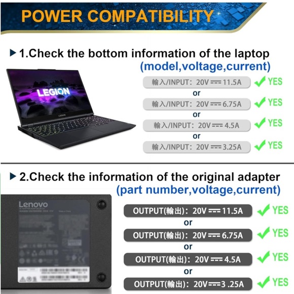 New Legion 5 Charger,230W AC Adapter for Lenovo Legion 5 7 5P C7 S7 ext.. - Picture 4 of 7